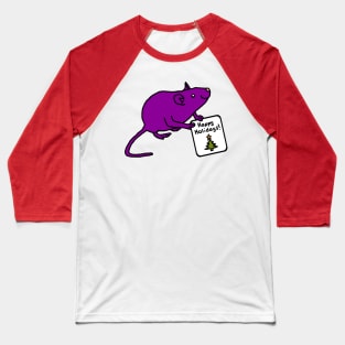 Cute Christmas Rat says Happy Holidays Baseball T-Shirt